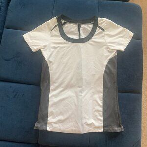 Lucky in Love Activewear Top White with Black Mesh Accents